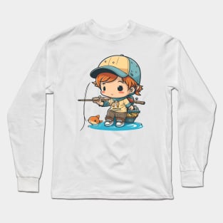 Catching fish and hearts with my kawaii skills Long Sleeve T-Shirt